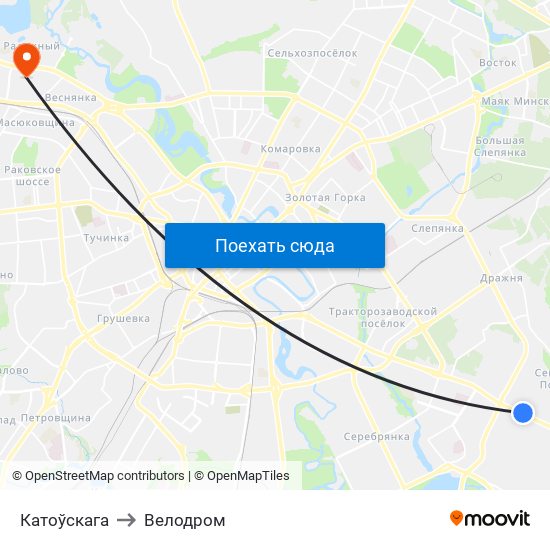 Катоўскага to Велодром map