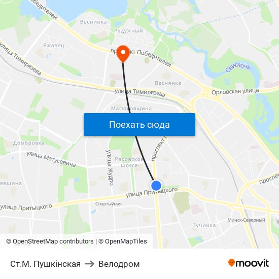 Ст.М. Пушкінская to Велодром map