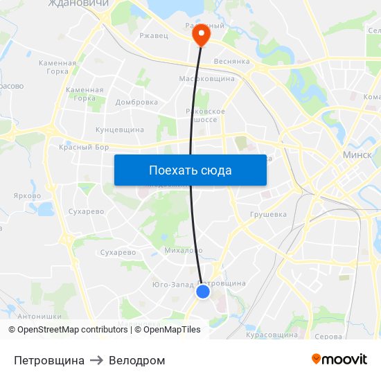 Петровщина to Велодром map