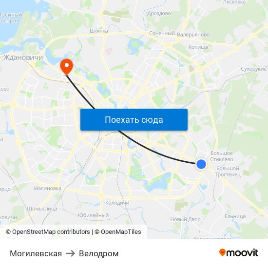 Могилевская to Велодром map