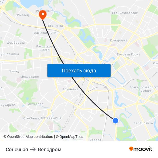 Сонечная to Велодром map