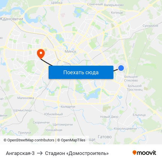 Ангарская-3 to Стадион «Домостроитель» map