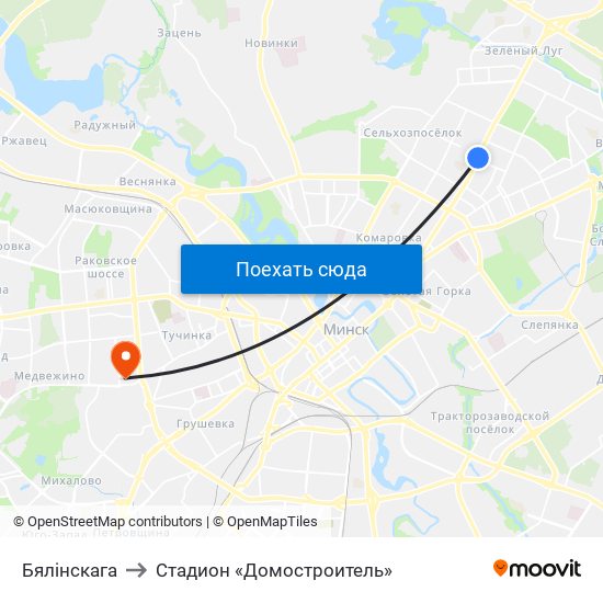 Бялінскага to Стадион «Домостроитель» map