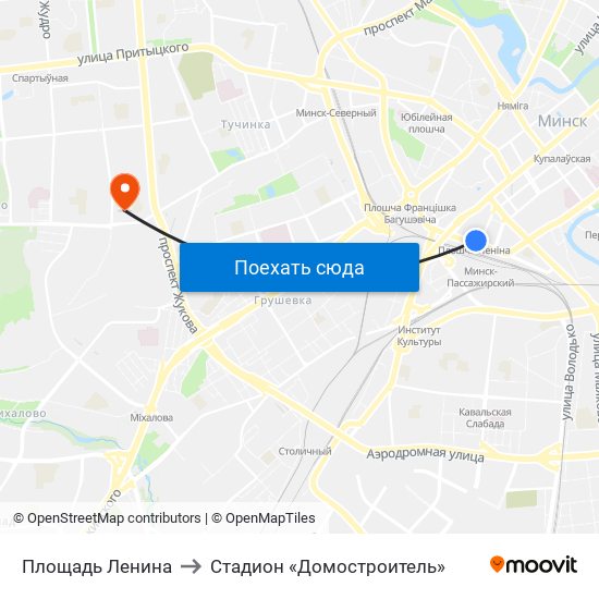 Площадь Ленина to Стадион «Домостроитель» map