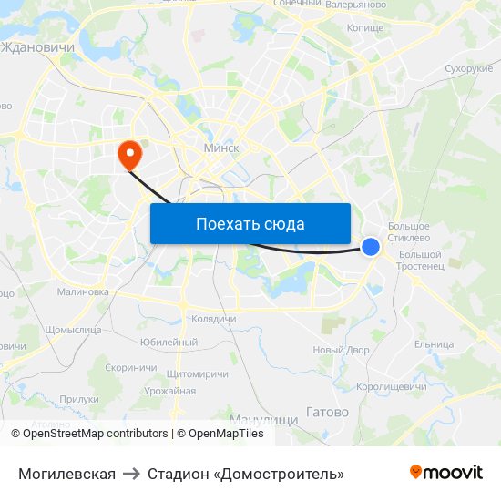 Могилевская to Стадион «Домостроитель» map