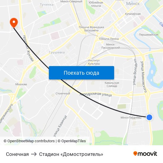 Сонечная to Стадион «Домостроитель» map