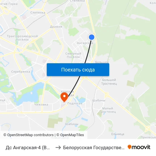 Дс Ангарская-4 (Высадка Пасажыраў) to Белорусская Государственная Академия Авиации map
