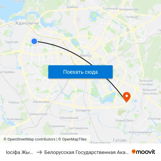 Іосіфа Жыновіча to Белорусская Государственная Академия Авиации map