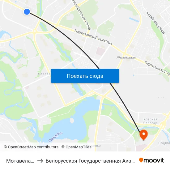 Мотавелазавод to Белорусская Государственная Академия Авиации map