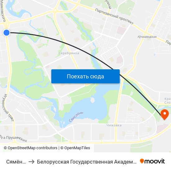 Сямёнава to Белорусская Государственная Академия Авиации map