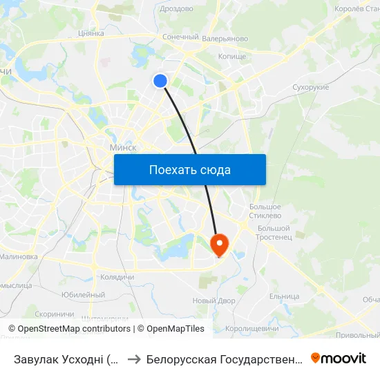 Завулак Усходні (Восточный Пер.) to Белорусская Государственная Академия Авиации map