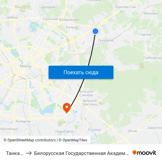 Танкавая to Белорусская Государственная Академия Авиации map