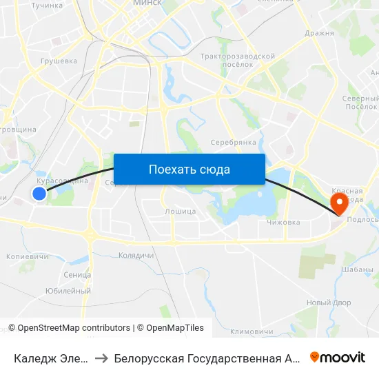Каледж Электронікі to Белорусская Государственная Академия Авиации map