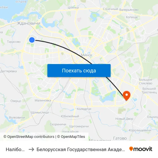 Налібоцкая to Белорусская Государственная Академия Авиации map