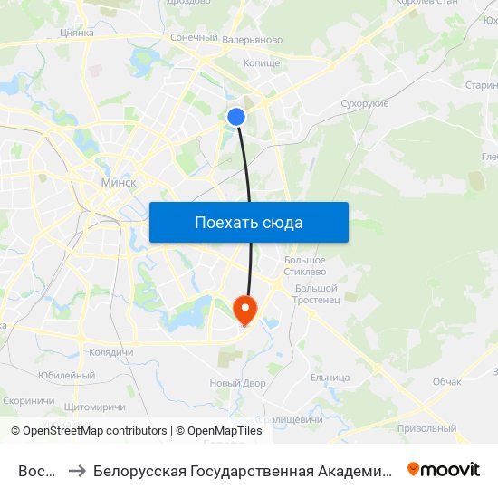 Восток to Белорусская Государственная Академия Авиации map