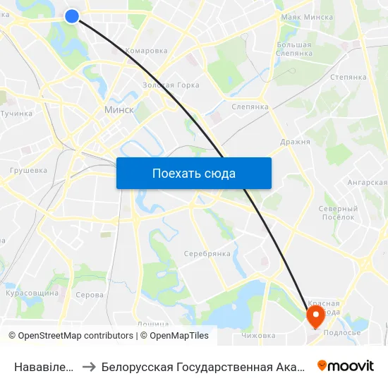 Нававіленская to Белорусская Государственная Академия Авиации map