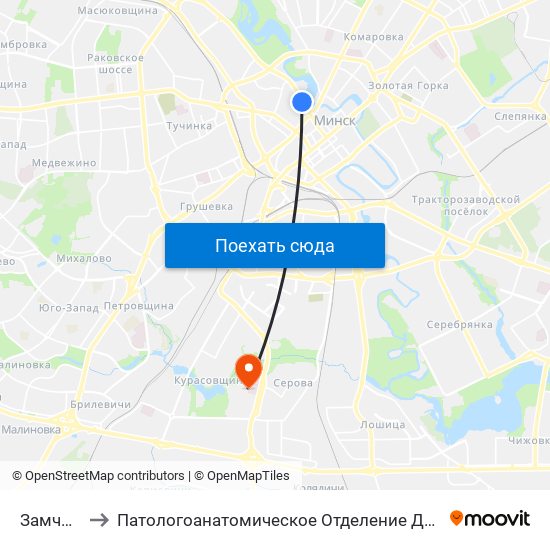 Замчышча to Патологоанатомическое Отделение Детской Патологии map