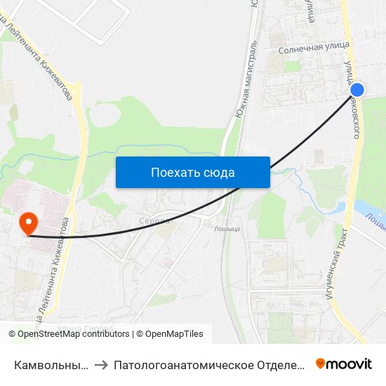 Камвольны Камбінат to Патологоанатомическое Отделение Детской Патологии map