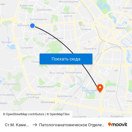 Ст.М. Каменная Горка to Патологоанатомическое Отделение Детской Патологии map