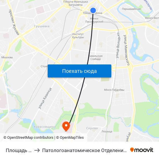Площадь Ленина to Патологоанатомическое Отделение Детской Патологии map