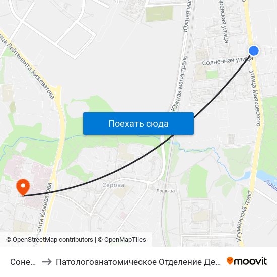 Сонечная to Патологоанатомическое Отделение Детской Патологии map