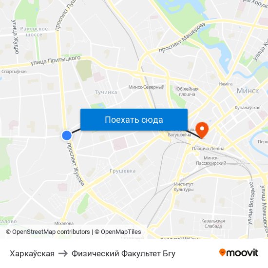 Харкаўская to Физический Факультет Бгу map