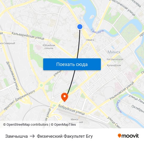 Замчышча to Физический Факультет Бгу map