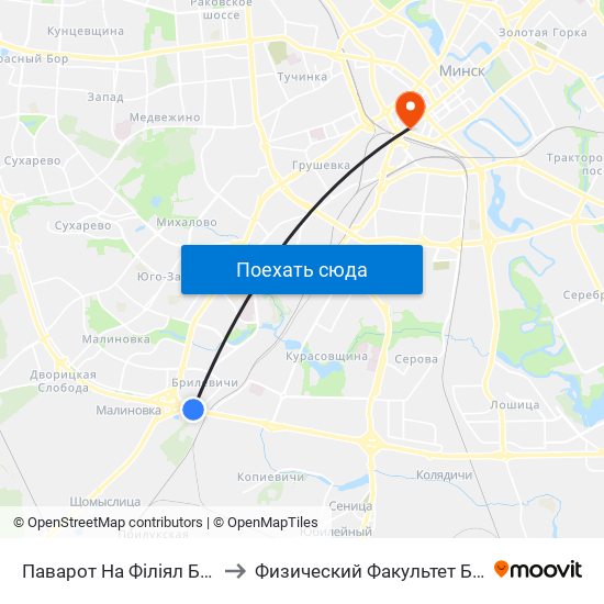 Паварот На Філіял Бду to Физический Факультет Бгу map