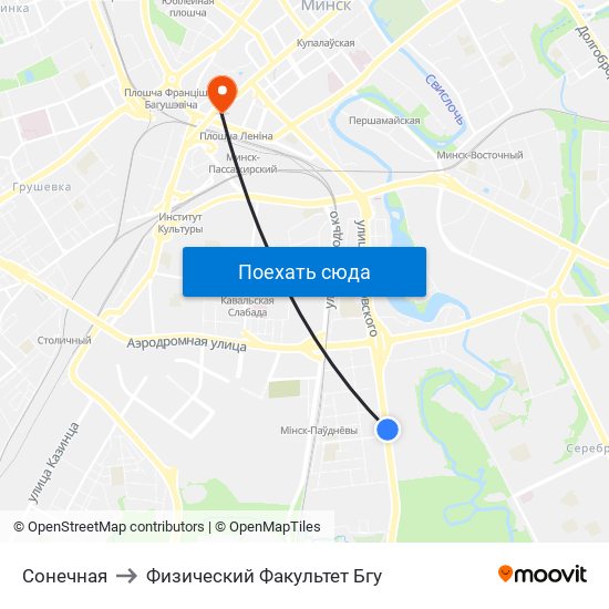 Сонечная to Физический Факультет Бгу map