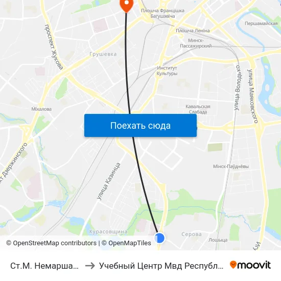 Ст.М. Немаршанскі Сад to Учебный Центр Мвд Республики Беларусь map