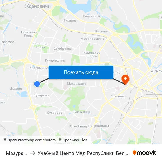 Мазурава to Учебный Центр Мвд Республики Беларусь map