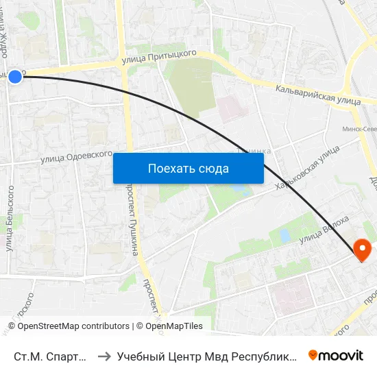 Ст.М. Спартыўная to Учебный Центр Мвд Республики Беларусь map