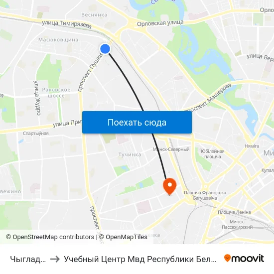 Чыгладзэ to Учебный Центр Мвд Республики Беларусь map