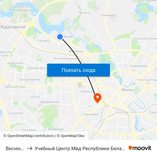 Веснінка to Учебный Центр Мвд Республики Беларусь map