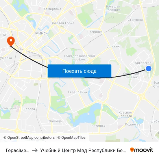 Герасіменкі to Учебный Центр Мвд Республики Беларусь map