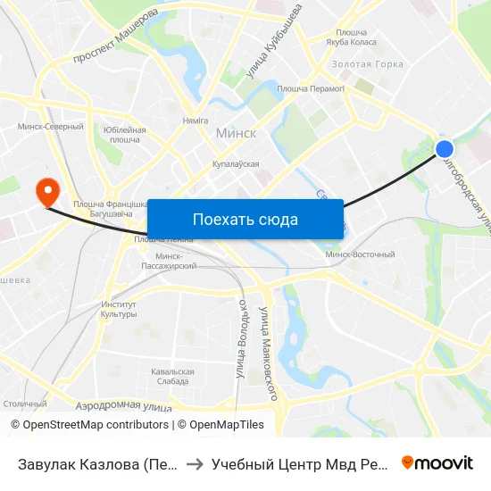 Завулак Казлова (Переулок Козлова) to Учебный Центр Мвд Республики Беларусь map