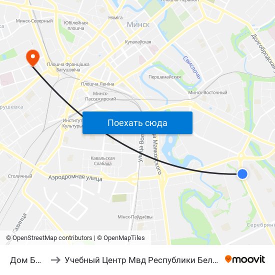 Дом Быту to Учебный Центр Мвд Республики Беларусь map