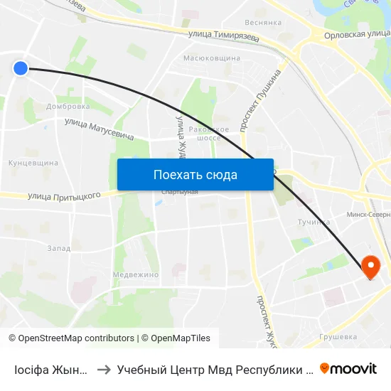Іосіфа Жыновіча to Учебный Центр Мвд Республики Беларусь map