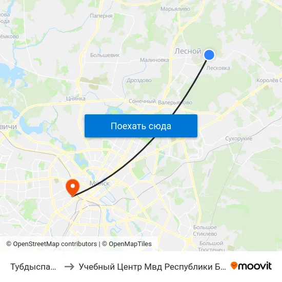 Тубдыспансэр to Учебный Центр Мвд Республики Беларусь map