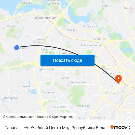 Тарасава to Учебный Центр Мвд Республики Беларусь map