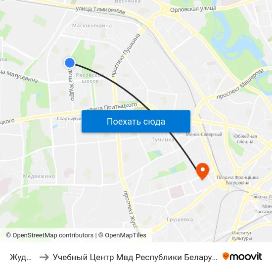Жудро to Учебный Центр Мвд Республики Беларусь map