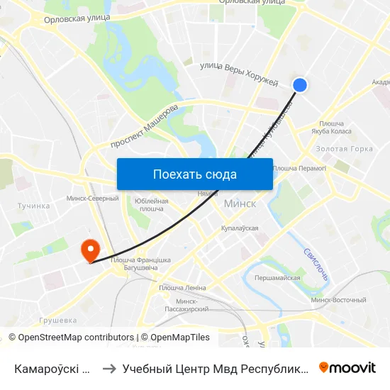 Камароўскі Рынак to Учебный Центр Мвд Республики Беларусь map