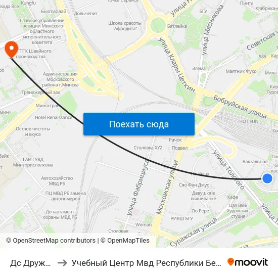 Дс Дружная to Учебный Центр Мвд Республики Беларусь map