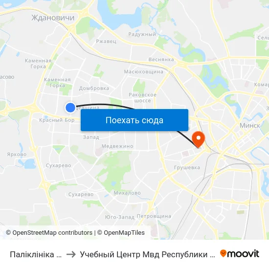 Паліклініка №26 to Учебный Центр Мвд Республики Беларусь map
