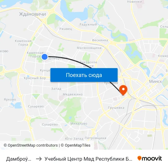 Дамброўка-3 to Учебный Центр Мвд Республики Беларусь map