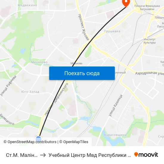 Ст.М. Малінаўка to Учебный Центр Мвд Республики Беларусь map