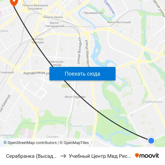 Серабранка (Высадка Пасажыраў) to Учебный Центр Мвд Республики Беларусь map