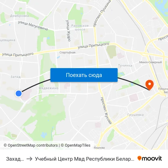 Захад-4 to Учебный Центр Мвд Республики Беларусь map