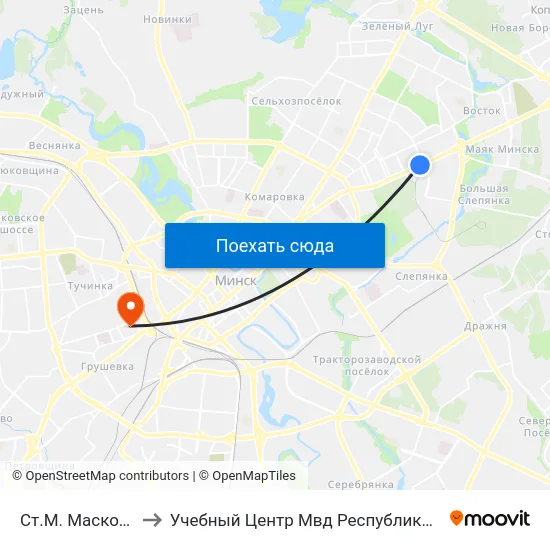 Ст.М. Маскоўская to Учебный Центр Мвд Республики Беларусь map
