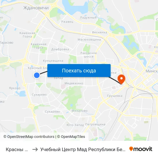 Красны Бор to Учебный Центр Мвд Республики Беларусь map